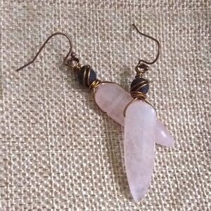 Rose Quartz Dagger Earrings – Feminine, Sensuous, Healing Crystal Jewelry
